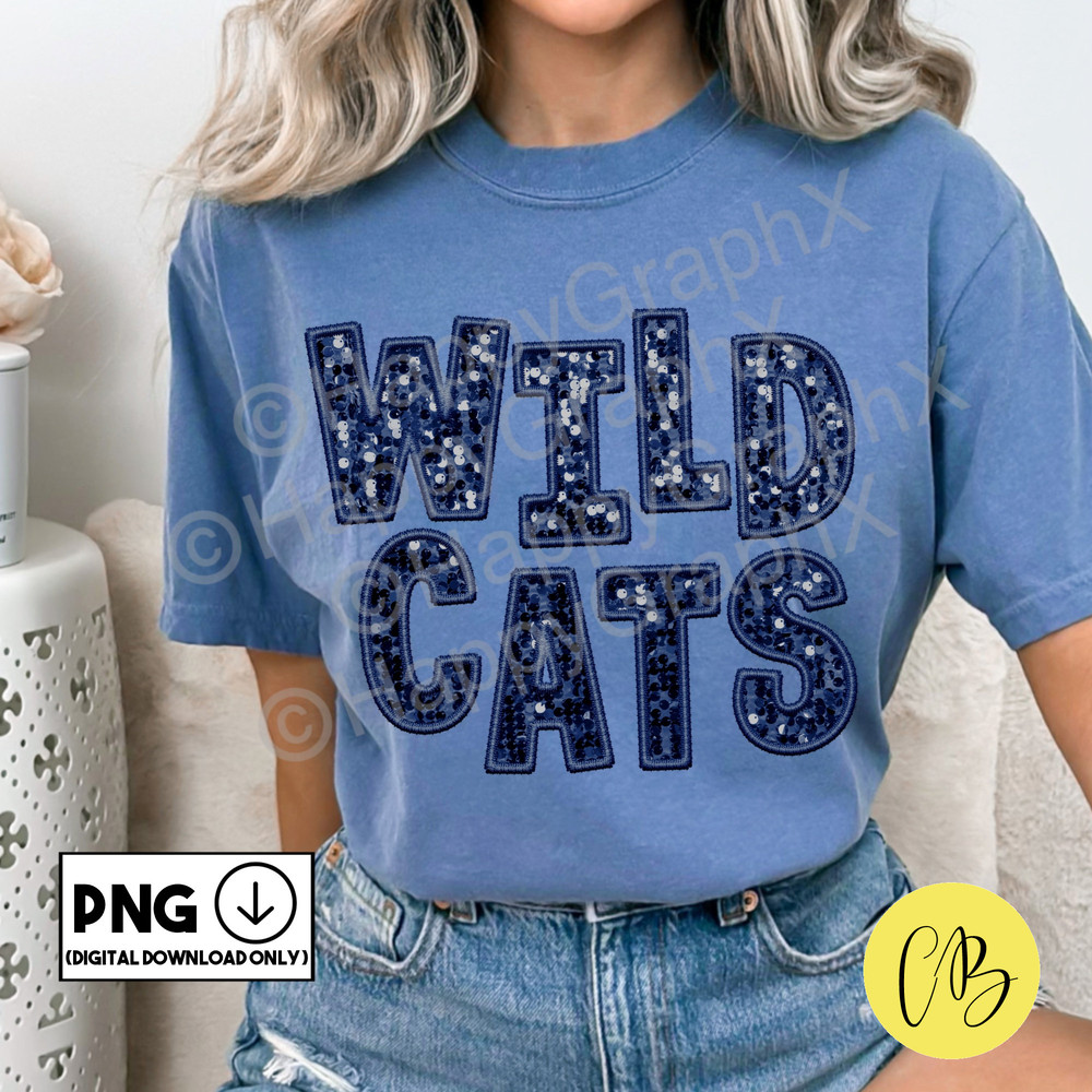 Faux Sequin Wildcats Sparkly Png, Faux Embroidery Patch, Tshirt Design, School Spirit, Sublimation Design, DTG, DTF, Digital Download ONLY.jpg