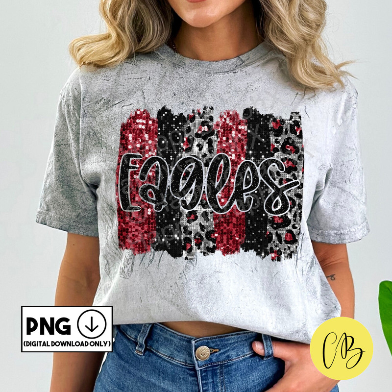 Eagles Sparkly Brush Strokes Png, Leopard Print Glitter Tshirt Design, Game Day, Sublimation Design, DTG, DTF, Digital Download ONLY.jpg