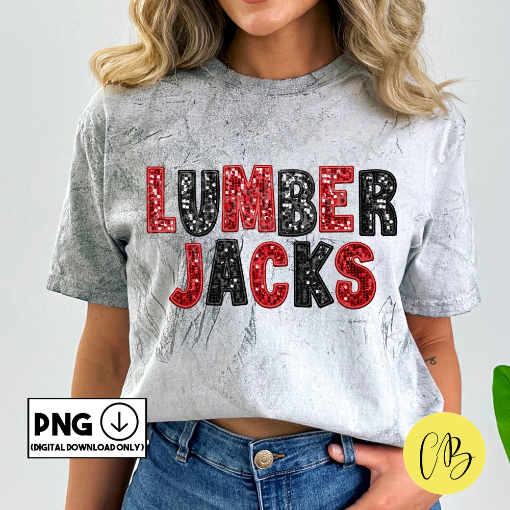 Lumberjacks Faux Sequin Png, Faux Embroidery Patch, Sparkly Tshirt Design, School Spirit Sublimation, DTG, DTF, Download ONLY.jpg