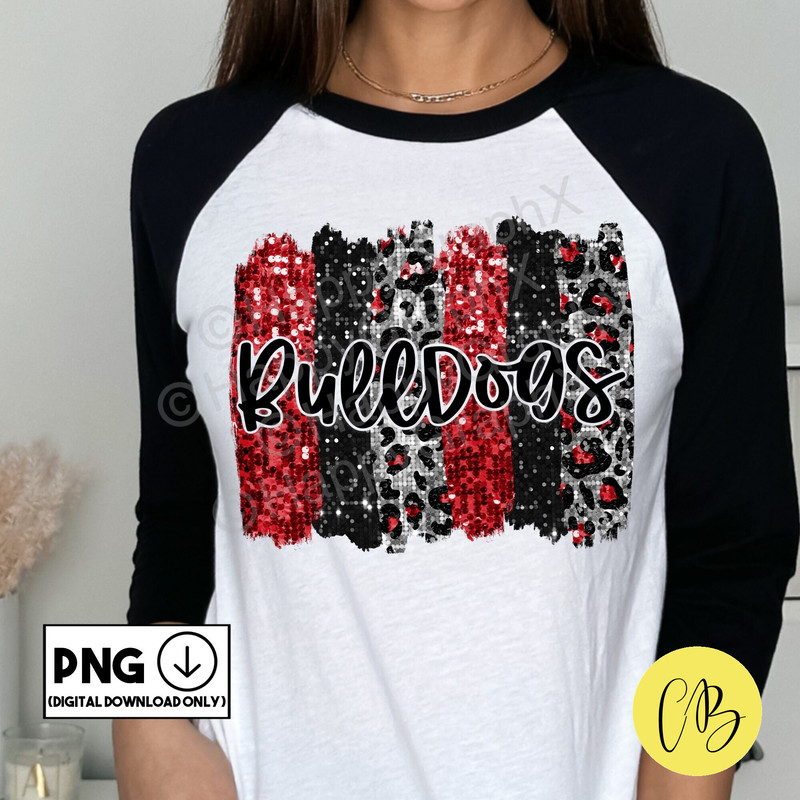Red Glitter Bulldogs Png, Sparkly Leopard Brush Strokes Tshirt Design, School Spirit, Sublimation Design, DTG, DTF, Digital Download ONLY.jpg