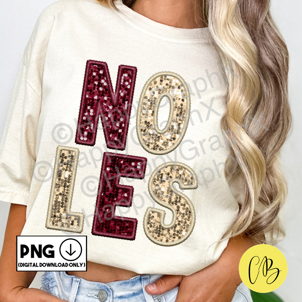 Noles Faux Sequin Png, Faux Embroidery Patch, Sparkly Tshirt Design, School Spirit, Sublimation Design, DTG, DTF, Digital Download ONLY.jpg