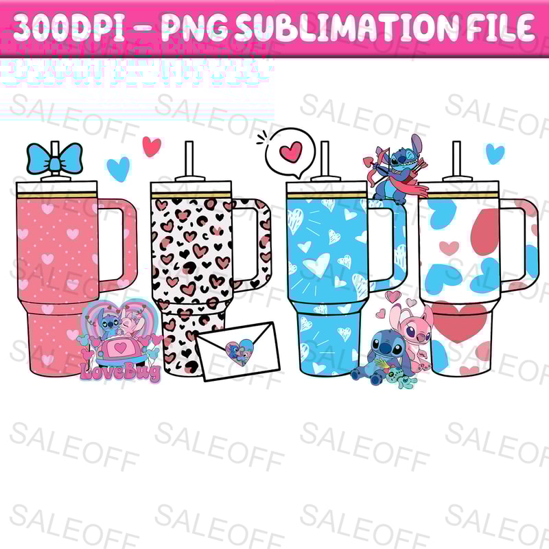Stanley Cup Stitch Tumbler Valentine Png, Obsessive Cup Disorder Valentine's Day Png, Stanley Tumbler Png, Love Valentine Png.jpg
