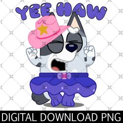 bluey muffin yee haw png, bandit heeler chilli png, bluey and bingo png, blue dog family png