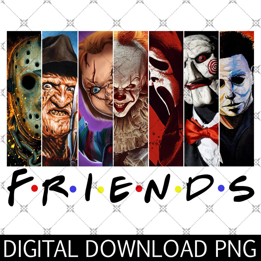 Horror Characters Friends Png, Halloween Horror Characters Png, Friends Halloween Png, scream Jason Freddy Png.jpg