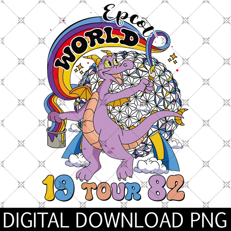 Retro Figment Epc0t W0rld Tour 1982 Png, Figment One Little Spark Png, Purple Dragon Png, Flower Figment Png.jpg