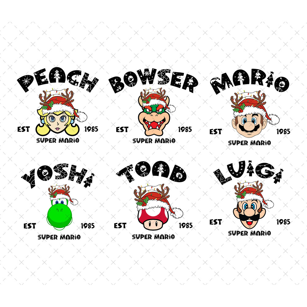 Mario Christmas Matching Png, Mario Family Svg, Mario Sublimation Design Svg Png, Mario Christmas Svg Bundle, Digital File, Instant Download.jpg