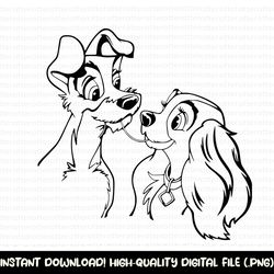 lady and the tramp svg, lady and the tramp png, digital download, cricut files, valentines day