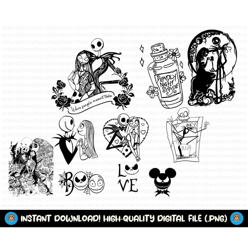 Jack and Sally Svg Png, Nightmare Before svg, Mega Jack Skellington svg, Nightmare Skull Svg, Skeleton Svg, Jack and Sally Cricut Fİles.jpg