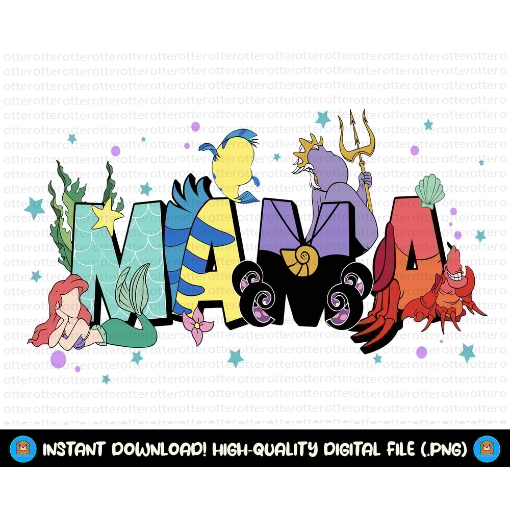 Mermaid Mama Png, Mermaid Mama Svg, Mermaid Png Svg, Ariel Svg, Ariel Png, Princess Mama Png Svg, Digital File, Instant Download.jpg
