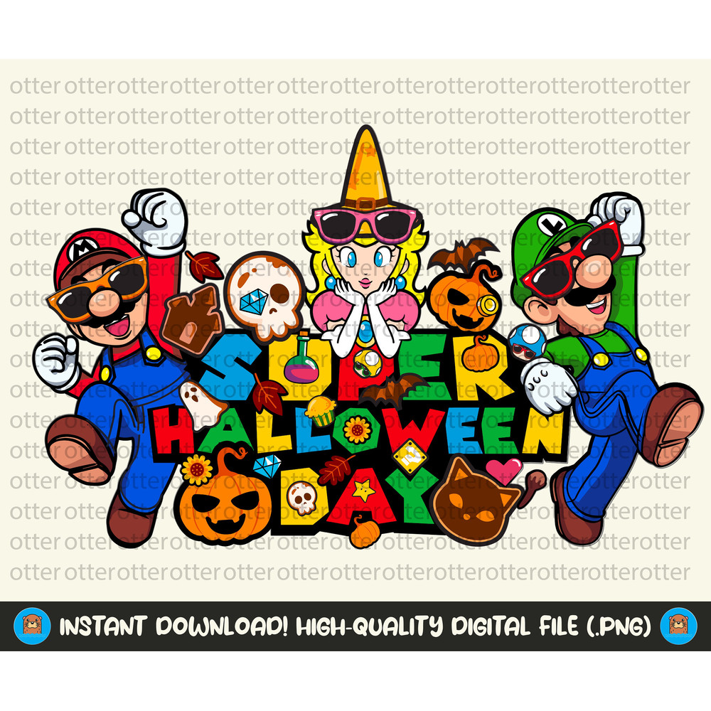 Super Mario Halloween Svg, Halloween Mario Png, Mario Svg, Super Halloween Day, Halloween, Digital Files, Mario and Friends Halloween.jpg