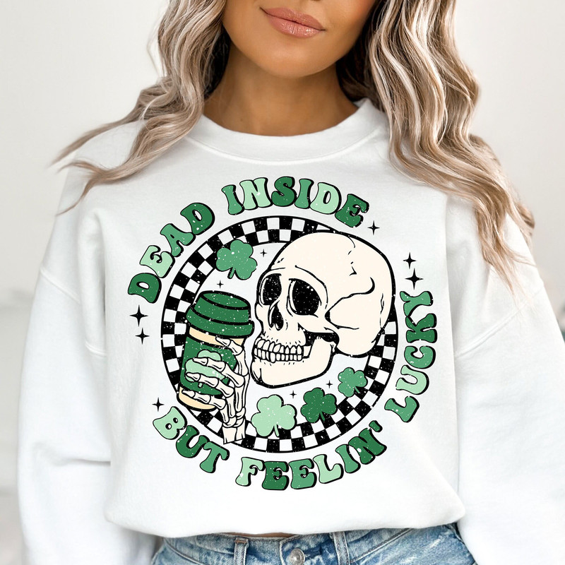 Dead Inside But Feelin' Lucky PNG, St Patrick's Day Png, Lucky Png, Skeleton Png, Shamrock Png, Png Sublimation Designs, Digital Download.jpg