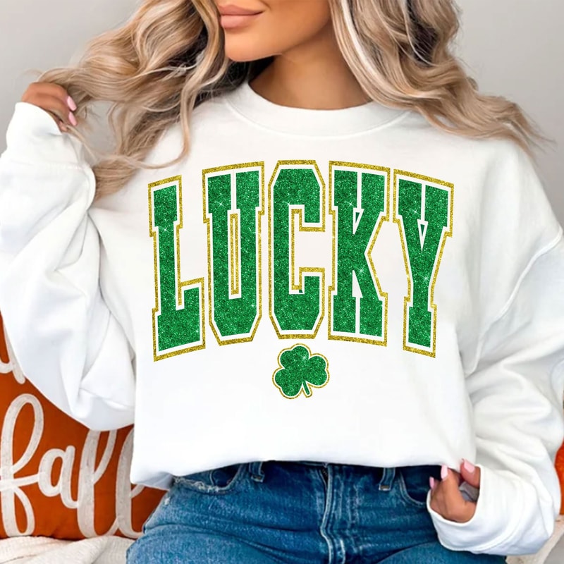 Glitter Lucky Varsity PNG, Lucky Png, St Patrick's Day Png, St Patricks, Clover Png, Shamrock Png, Sublimation Designs, Digital Download.jpg