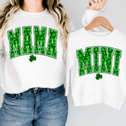 mama and mini st patricks day png, funny st patricks, lucky sublimation, clover png, shamrock png
