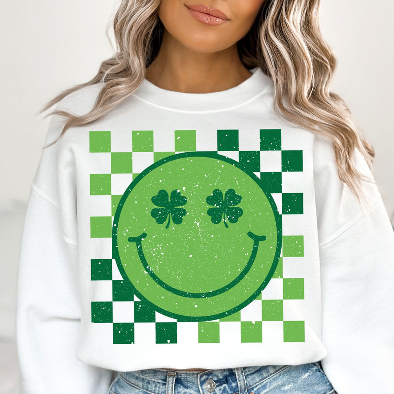 Retro Checkered St Patrick's Day Svg, St Patricks, Clover Svg, Lucky Shamrock Svg, St Patrick's Day Sublimation Designs, Digital Download.jpg