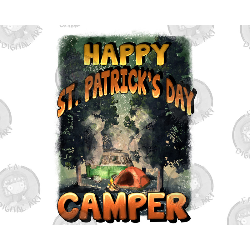 Happy St. Patrick's Day camper png sublimation design download, St. Patricks Day png, camping png, camp life png, sublimate designs download.jpg