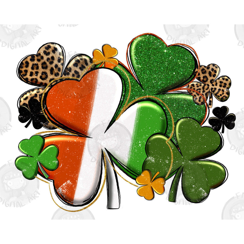 Irish flag shamrock png sublimation design download, St. Patricks Day png, Irish Day png, western shamrocks png, sublimate designs download.jpg