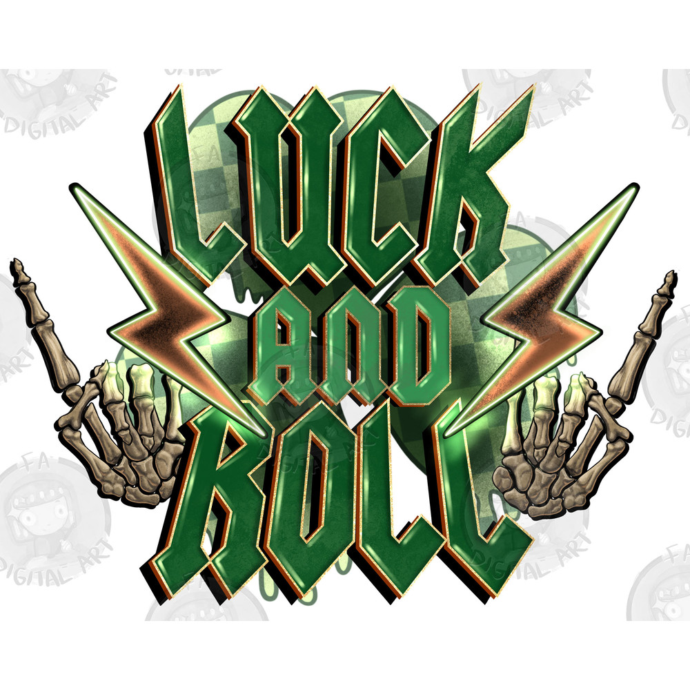 Luck and roll St. Patrick's Day png sublimation design download, St. Patricks Day png, Irish Day png, skeleton hands png, sublimate download.jpg