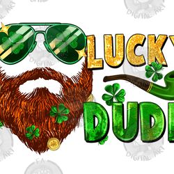 lucky dude saint patricks bearded man png sublimation design download, st. patricks day png, irish day png