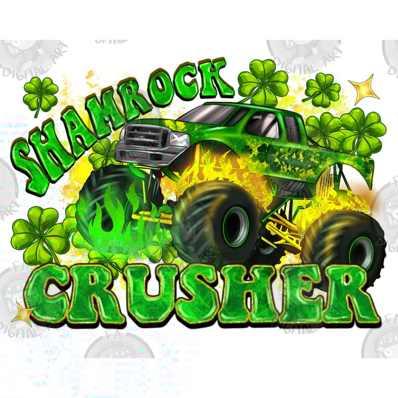 Shamrock crusher png sublimation design download, St. Patricks Day png, Irish Day png, St. Patrick's truck png, sublimate designs download.jpg