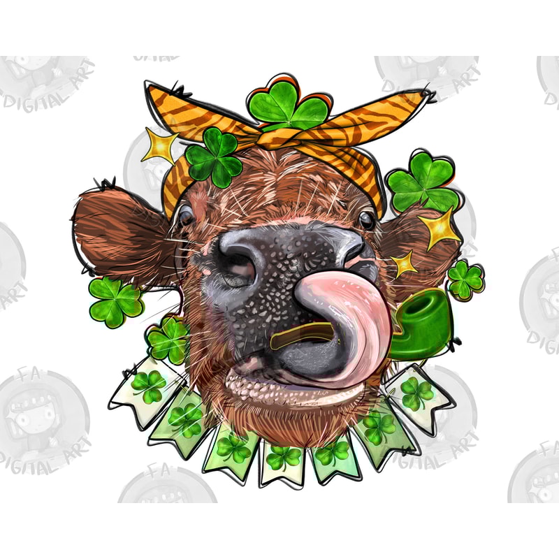 St. Patrick's Day cow png sublimation design download, St. Patricks Day png, Irish Day png, lucky animal png, sublimate designs download.jpg