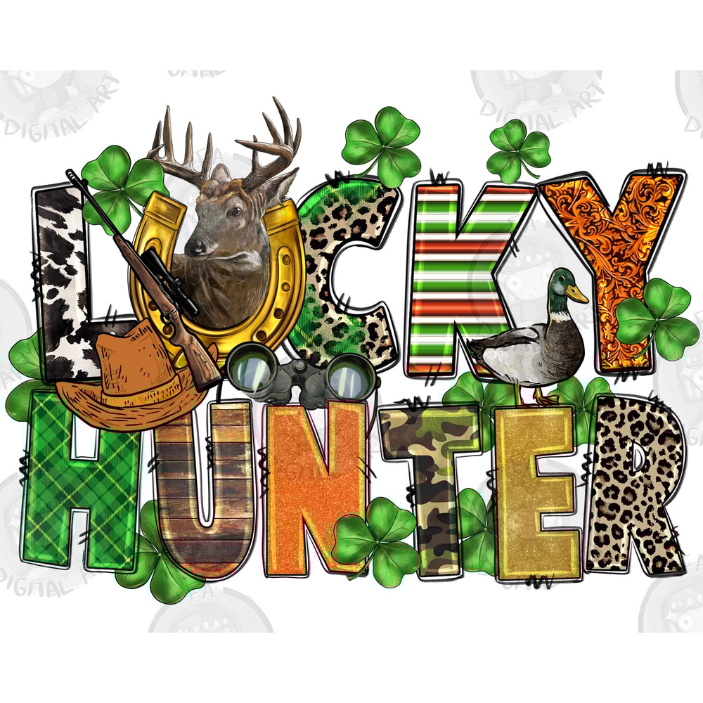 St. Patrick's lucky hunter png sublimation design download, Happy St. Patricks Day png, Irish Day png,hunting png,sublimate designs download.jpg