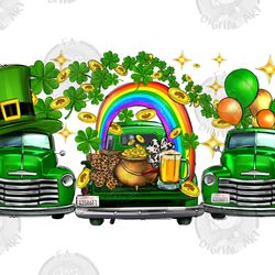 st. patricks trucks png sublimation design, st. patricks truck png, st. patricks day png, shamrock and gold truck png