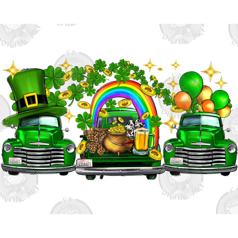 St. Patricks Trucks Png Sublimation Design, St. Patricks Truck Png, St. Patricks Day Png,Shamrock And Gold Truck Png, Irish Day Png Download.jpg