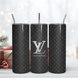 black lv logo 20oz tumbler, fashion tumbler, logo tumbler wrap