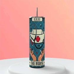 the nurse, tarot card, fall, spooky, travel tumbler, witch, black polish, crystal ball, halloween, nursing student, lpn/