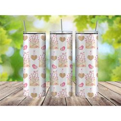 love mail tumbler cup, hearts tumbler, valentines day gift for her, love tumbler for women, pink hearts tumbler with str