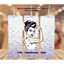 20 or 30oz skinny tumbler, autism mom , autism awareness, sublimation, skinny, straight, lid with straw, double walled