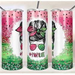 20 or 30oz Skinny Tumbler | Mom | Mom Life | Watermelon | Skinny | Cute | Summer | Tumbler | Sublimation | Lid With Stra