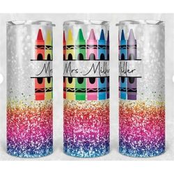 20 or 30oz skinny tumbler | rainbow | teacher | personalized name | sublimation |skinny |straight |lid with straw | doub