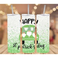 20 or 30oz skinny tumbler | st. patrick's day | gnome | green | cute | sublimation | skinny | truck | lid with straw | d