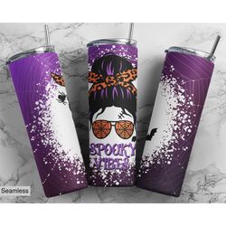 20oz or 30oz skinny tumbler | messy bun | halloween | purple | straight tumbler | skinny | spooky vibes | spooky season