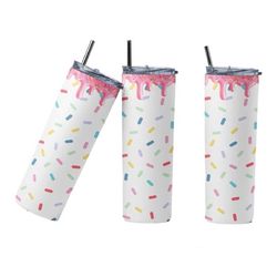 confetti, 20oz skinny tumbler, tumbler with lid and straw,perfect gift