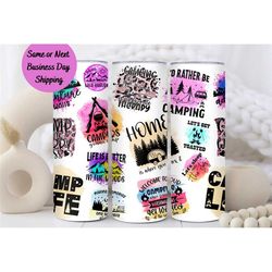 camp life tumbler, tumbler cup, 20oz stainless steel cup with metal straw, lid, and straw cleaner, coffee mug