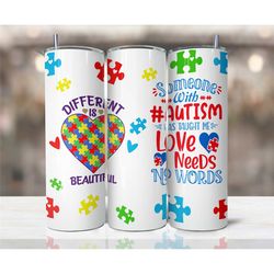 autism 20 oz skinny tumbler, autism tumbler, autism awareness