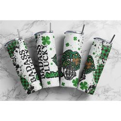 badass lucky tumbler, badass bitch 20oz skinny tumbler, four leaf clover tumbler, st patrick's day tumbler