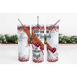 red high heel shoes 20oz skinny tumbler, girly girl tumbler, business women tumbler, sublimation
