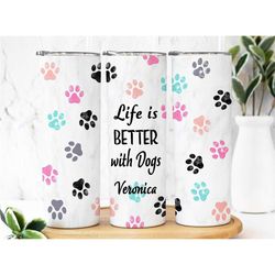 dog mom gifts, dog mama tumbler, fur mama, life is better with dogs, gift for pet owner, dog lover gift, dog mom mug, pe