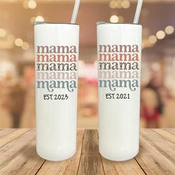 mama gifts personalized, retro mama tumbler, mama established, mama tumbler, mother's day gifts, mom tumbler, mom to be