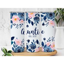 aunt gift, auntie tumbler, aunt established date, personalized aunt tumbler, birthday gift for aunt, aunt announcement g