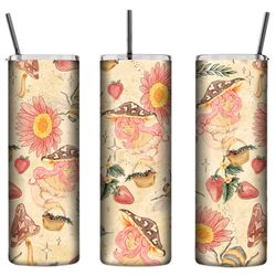 personalised tumbler- cottagecore cutie 20oz tall skinny tumbler, personalised gift, customisable drink bottle, pink hai