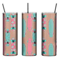 personalised tumbler- skateboard 20oz tall skinny tumbler, personalised gifts, customisable drink bottle, skateboard lov