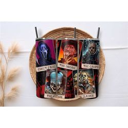 horror tarot serial killer inspired stainless steel drinks tumbler | 20oz skinny | horror fans | coffee lovers