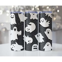 halloween ghost tumbler - ghost print 20 oz skinny tumbler - spooky halloween ghost tumbler - ghosts spooky tumbler - ha