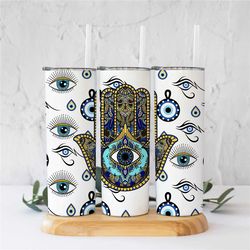 evil eye tumbler, 20oz skinny tumbler, spiritual gifts for women, tumbler with lid and straw, tumbler cup, celestial zod