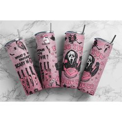 scream ghostface pink 20oz tumbler / scary movie cup mug , no you hang up / pink glitter sublimination tumbler / hallow