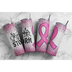 stronger than the storm reusable hot cup tumbler. coffee. travel gift. iced. breast cancer, we were it pink, ribbon, oct
